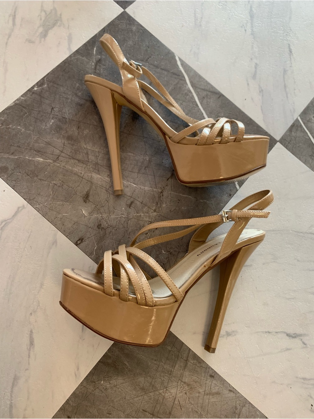 Chinese Laundry Nude Patent Platform Strappy Heels